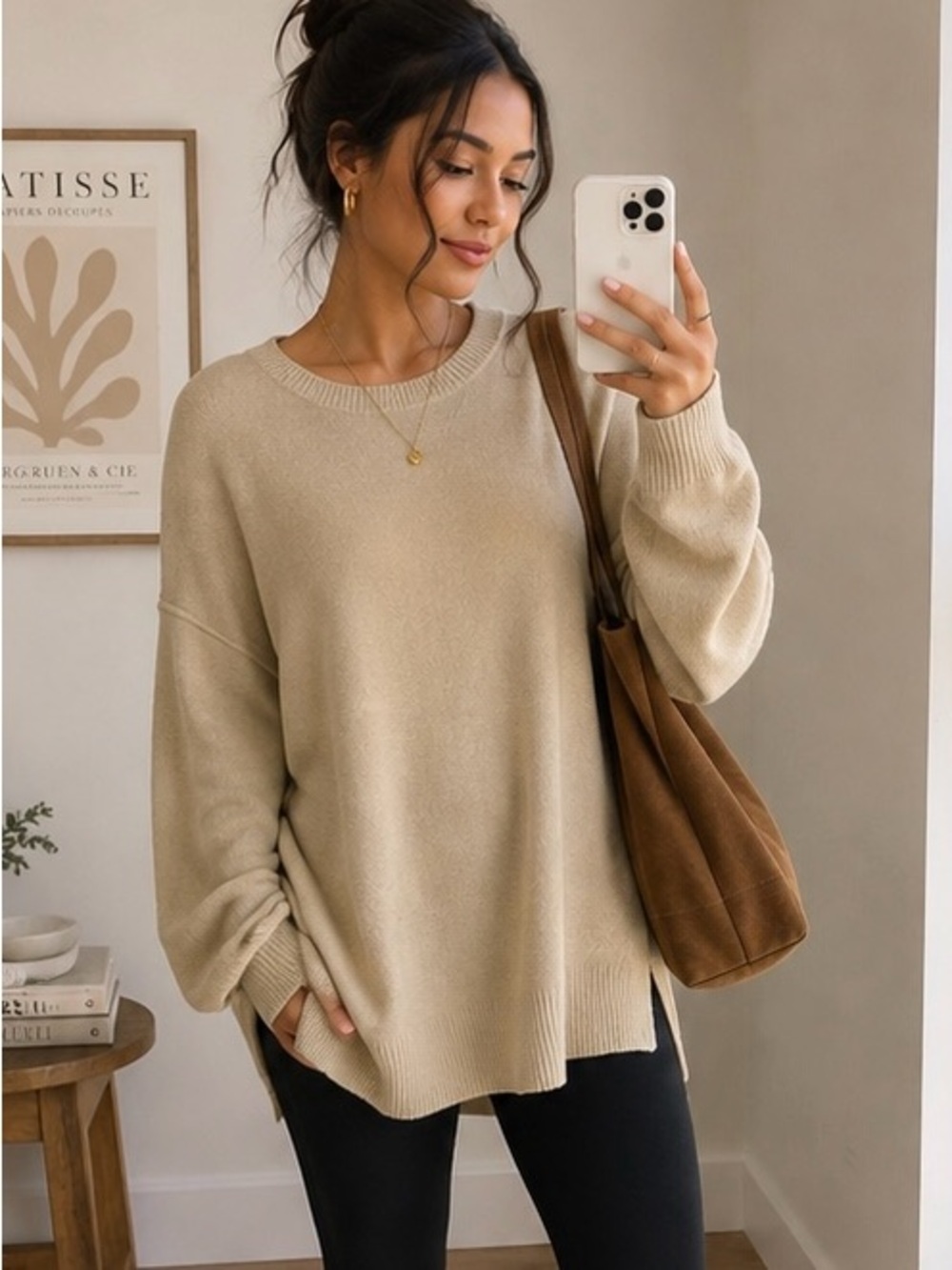 Habitual Oversized Oatmeal Knit Crewneck Sweater XL NWT